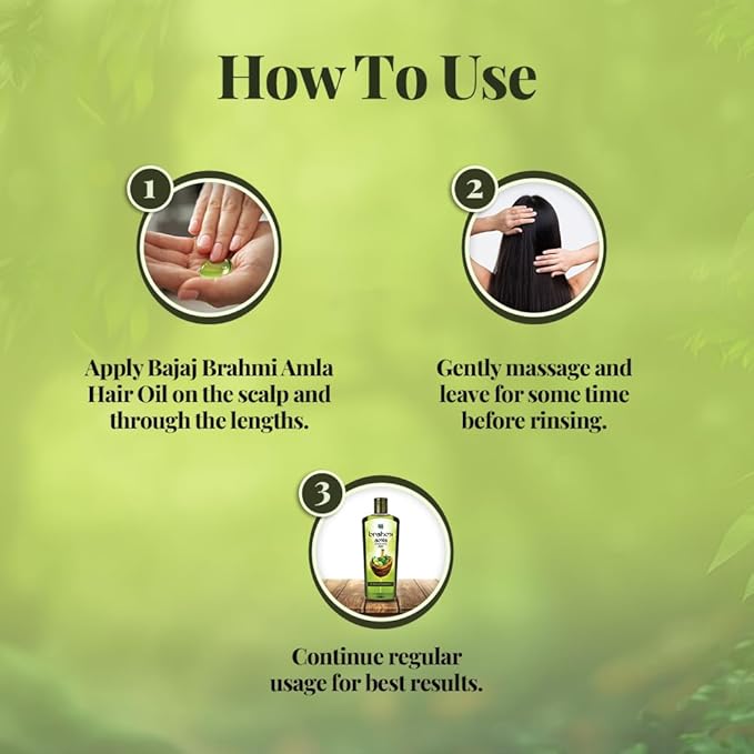 Bajaj Brahmi Amla Hair Oil, Ayurvedic Hair Oil, Reduces Hair Fall, 400ml